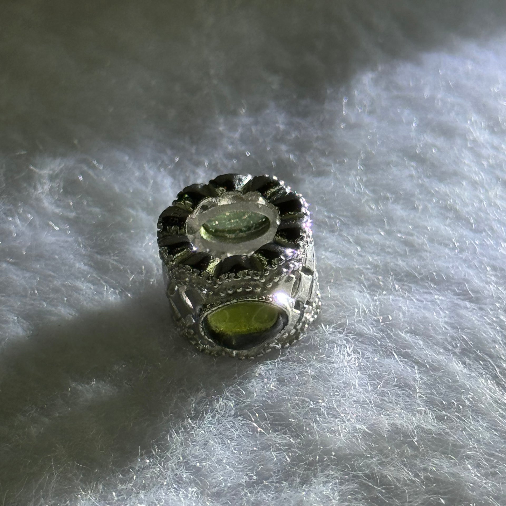 Natural Czech Republic Moldavite Meteorite Crystal in S925 Sliver Bracelet Charm 2.35g 15.1 by 11.5 by 9.3 / 6.0 by 3.5 by 2.0mm - Huangs Jadeite and Jewelry Pte Ltd