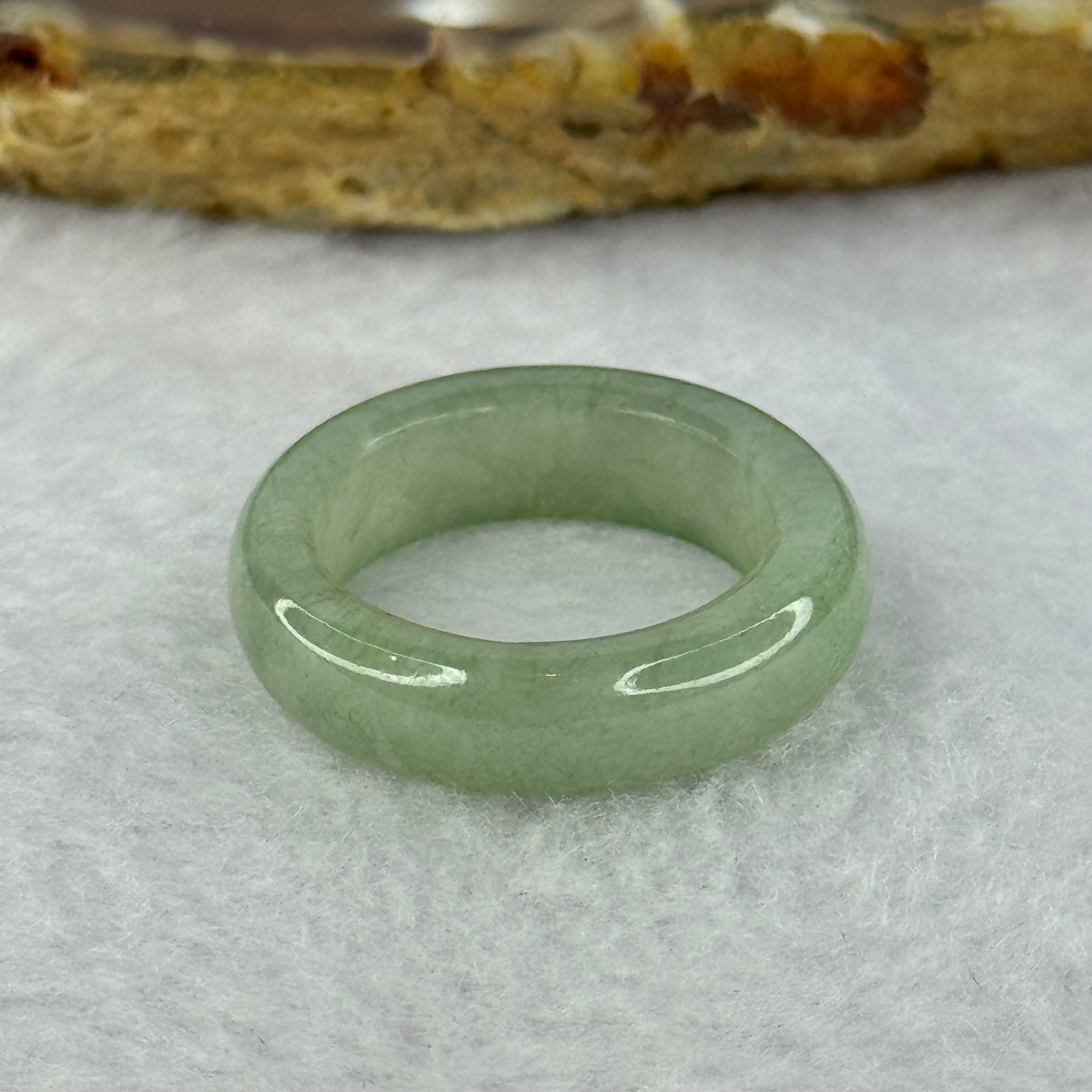 Type A Green Jadeite Ring 4.29g 6.1 by 4.0mm US7 HK15.5 - Huangs Jadeite and Jewelry Pte Ltd