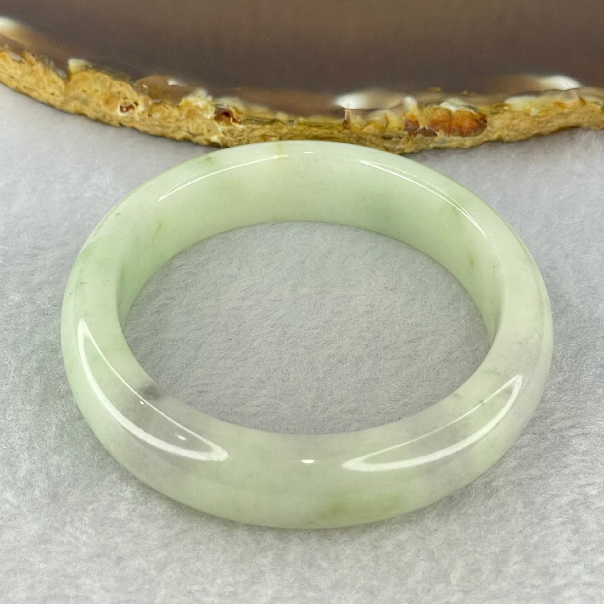 Type A Light Green and Lavender with Yellow spot Jadeite Bangle Internal Diameter 55.8mm 47.67g 12.6 by 7.7mm (Very Slight External Rough + Internal Lines) - Huangs Jadeite and Jewelry Pte Ltd