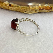 Natural Blood Red Amber in S925 Sliver Ring 1.55g 10.2 by 8.5 by 6.0mm - Huangs Jadeite and Jewelry Pte Ltd