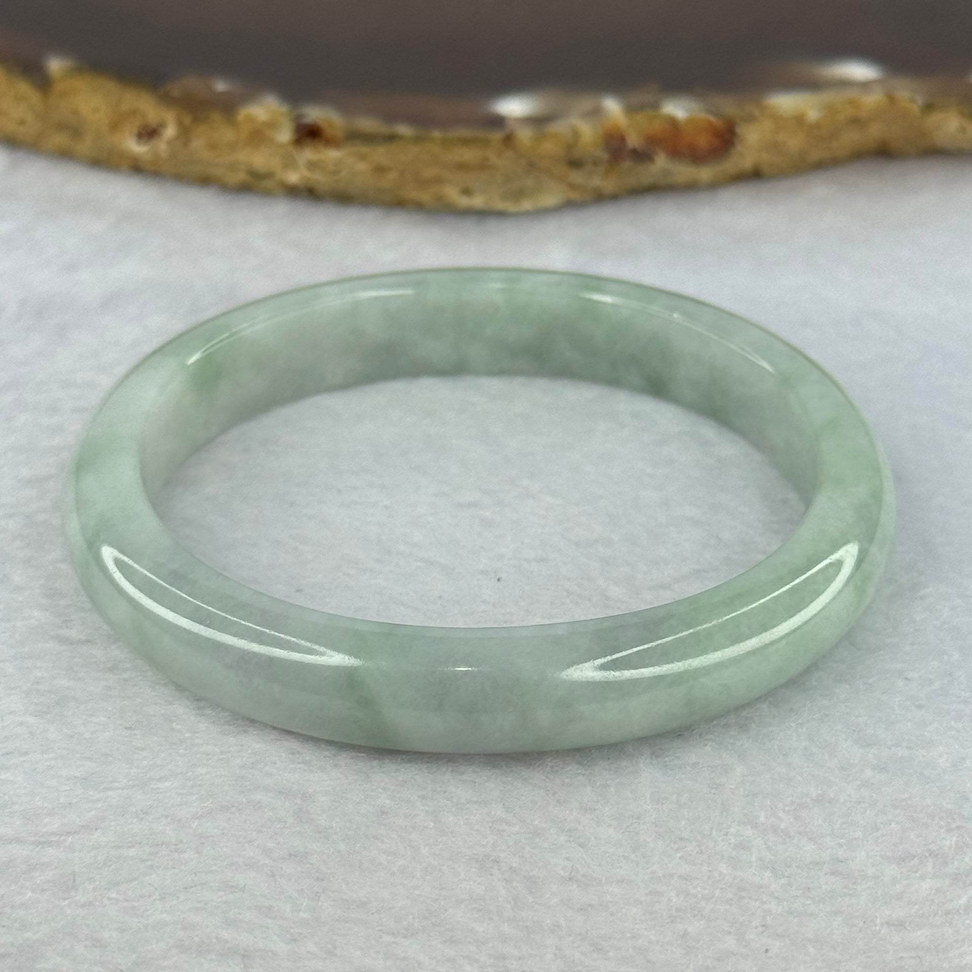 Type A Light Green with Lavender Jadeite Oval Bangle 28.33g Internal Diameter 52.1mm 9.5 by 6.5mm (Very Slight Internal Line) - Huangs Jadeite and Jewelry Pte Ltd