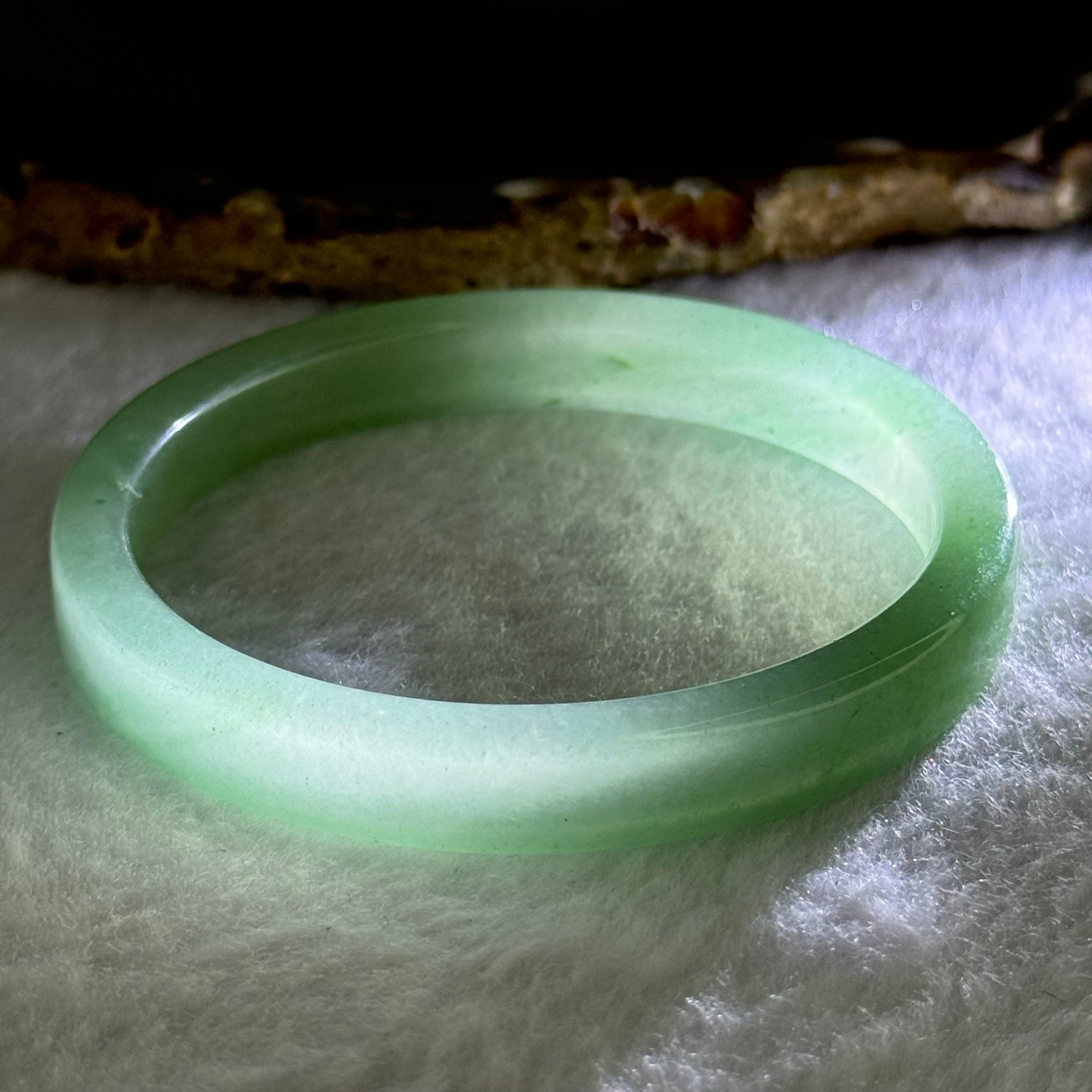 Green Quartzite Jade Bangle 天山玉手镯 28.09g Internal Diameter 58.3mm 9.8 by 6.9mm - Huangs Jadeite and Jewelry Pte Ltd