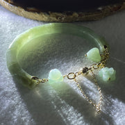 Natural Type A Jelly Light Green with Yellowish Spot Jadeite Bamboo with Double Dragon Head Bracelet 25.94g 17cm 7.2 by 8.2mm - Huangs Jadeite and Jewelry Pte Ltd