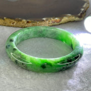 Type A Spicy Green With Dark Green Piao Hua Jadeite Bangle Internal Diameter 56.3mm 58.27g 11.9 by 9.0mm (Close to Perfect) - Huangs Jadeite and Jewelry Pte Ltd