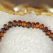 Natural Dark Brownish Yellow Medicine Amber Beads Bracelet 天然抚顺药珀手链 4.21g 14.5cm 6.7 by 42 Beads - Huangs Jadeite and Jewelry Pte Ltd