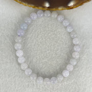 Type A Lavender Jadeite Beads Bracelet 13.74g 15.5cm 6.7mm 28 Beads - Huangs Jadeite and Jewelry Pte Ltd