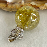 Good Grade Natural Golden Rutilated Quartz Bead in S925 Silver with Cubic Zirconia Pendant 6.45g 16.0mm - Huangs Jadeite and Jewelry Pte Ltd