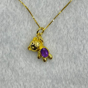 Natural Amethyst in Italy S925 Sliver Gold Color Necklace 2.21g 4.9 by 2.0mm - Huangs Jadeite and Jewelry Pte Ltd