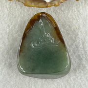 Type A Dark Brown and Blueish Green Jadeite Double Sided Shan Shui Gui Ren Benefactor Pendant 42.63g 43.2 by 36.0 by 20.2mm - Huangs Jadeite and Jewelry Pte Ltd