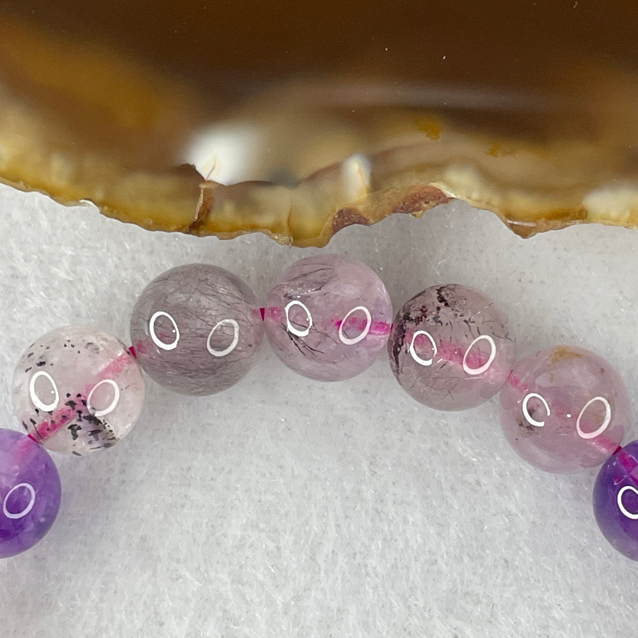 Certified Above-Average Grade Natural Super 7 Crystal Beads Bracelet | Fluid High-Clarity Showcase Strand | Authentic Sacred Seven Multi-Mineral Inclusions Quartz Spiritual Catalyst & Auric Shield Bracelet (19.63g | 15.5cm Length | 8.7mm | 22 Beads)
