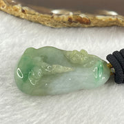 Type A Green and Lavender Jadeite Benefactor and Flower Pendant 34.80g 46.9 by 28.7 by 13.4mm - Huangs Jadeite and Jewelry Pte Ltd