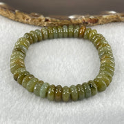 Type A Brown with Blueish Green Jadeite Ping An Kou Donut Beads Bracelet 33.05g 16cm 9.3mm 47pcs - Huangs Jadeite and Jewelry Pte Ltd