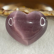Natural Purple Cats Eye Glass Mini Heart Shape Display 17.43g 30.1 by 25.3 by 16.5mm - Huangs Jadeite and Jewelry Pte Ltd