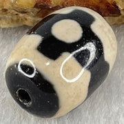 Natural Powerful Tibetan Old Oily Dark Brown With White Agate 3 Eyes Dzi Bead Heavenly Master (Tian Zhu) 三眼天诛 4.84g 17.7 by 13.3mm - Huangs Jadeite and Jewelry Pte Ltd