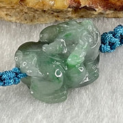 Type A Blueish Green with Wuji Black Grey Piao Hua Jadeite Male Pixiu String Bracelet 3.82g 15cm 17.7 by 13.2 by 9.6mm - Huangs Jadeite and Jewelry Pte Ltd