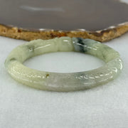 Type A Light Green with Moss Green Piao Hua Jadeite Dragon Bangle Internal Diameter 57.1mm 62.53g 11.5 by 12.4mm (Internal Line) - Huangs Jadeite and Jewelry Pte Ltd