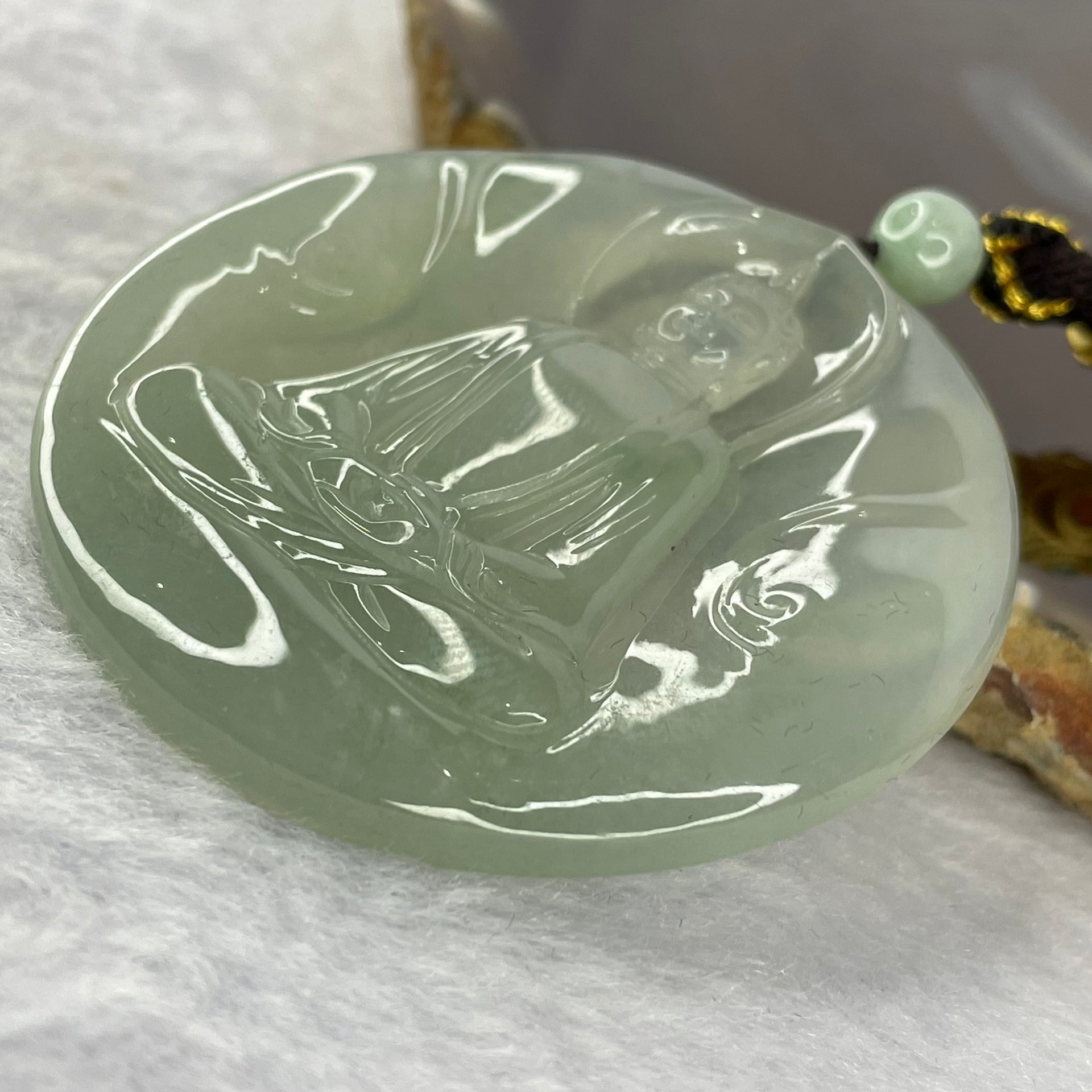 Grand Master Icy Type A Faint Green Buddha 佛光普照 - Huangs Jadeite and Jewelry Pte Ltd