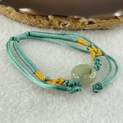 Type A Blueish Green Jadeite Ping An Kou String Bracelet 2.83g 14.4 by 6.3mm - Huangs Jadeite and Jewelry Pte Ltd