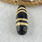 Natural Powerful Tibetan Old Oily Black with Yellowish White Agate 4 Lines Bead Heavenly Master (Tian Zhu) 10.29g 39.2 by 13.0mm - Huangs Jadeite and Jewelry Pte Ltd