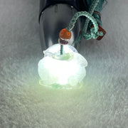 Type A Semi Icy Light Green with Green Spots Deer Pendant 21.16g 22.9 by 26.7 by 14.0mm - Huangs Jadeite and Jewelry Pte Ltd