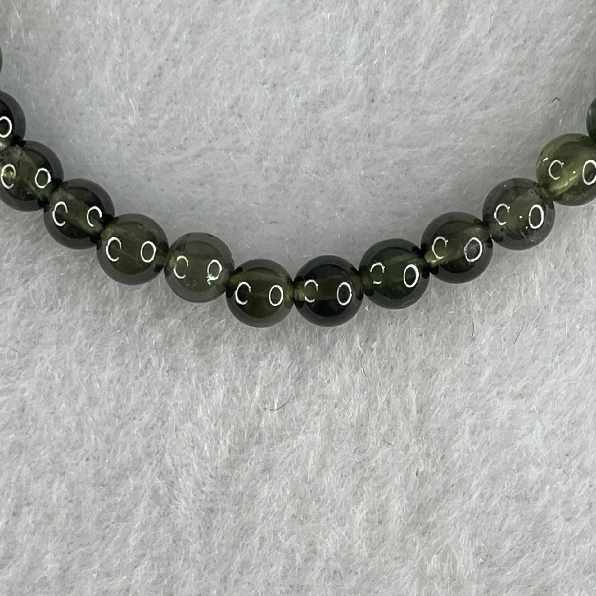 Very Good Grade Natural Green Tourmaline Crystal Bracelet 6.95g 13.5cm 5.2mm 34Beads - Huangs Jadeite and Jewelry Pte Ltd