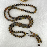 Natural Brownish Yellow Flower Medicine Amber Beads Necklace 26.96g 78cm 7.3mm - Huangs Jadeite and Jewelry Pte Ltd