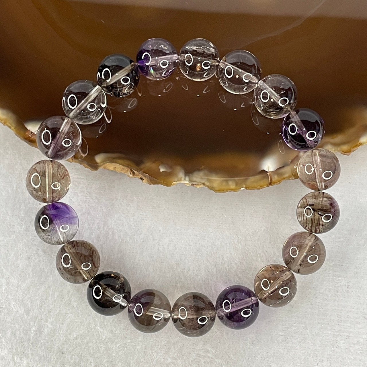 Certified Above Average Natural Fully Transparent Black Super 7 Crystal Bead Bracelet | 10.8mm Black Melody (31.86g | 16.5cm Wrist Sizing | 19 Beads)