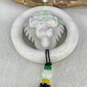 Type A Light Lavender Green Jadeite Buddha Ping An Kou Donut Pendant 74.33g 56.4 by 13.6mm - Huangs Jadeite and Jewelry Pte Ltd
