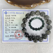 Good Grade Natural Grey Rabbit Hair Rutilated Quartz Beads Bracelet 52.45g 18cm 13.5mm 16 Beads - Huangs Jadeite and Jewelry Pte Ltd