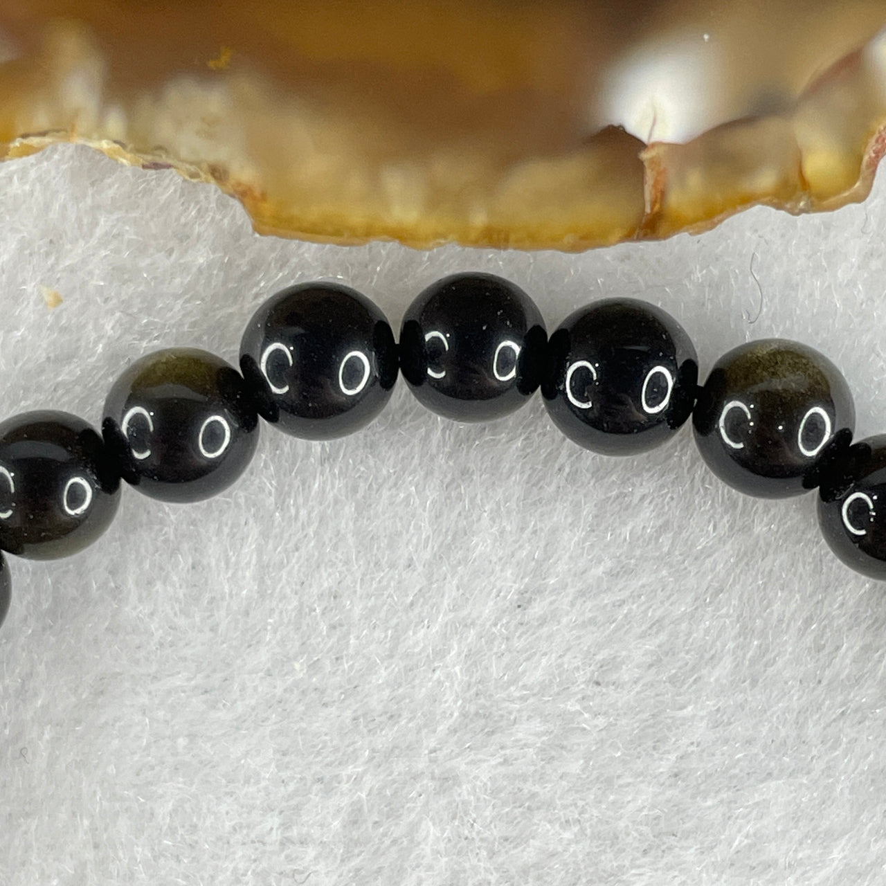 Certified Good Grade Natural Black Obsidian with Brown Hue Beads Bracelet 8.83g 15cm 6.4mm 29 Beads