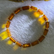 Natural Blood Flower Amber Lulutong Bracelet 天然血花琥珀手链 5.05g 16cm 10.3 by 6.3mm 15 Beads - Huangs Jadeite and Jewelry Pte Ltd