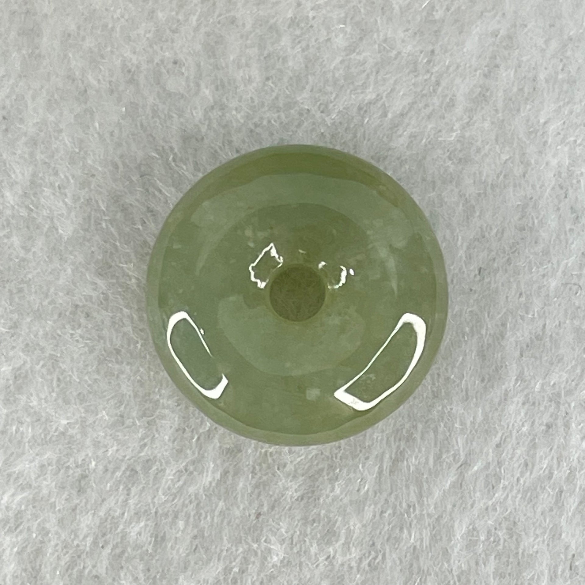 Type A Semi Icy Green Jadeite Ping An Kou Donut Charm Pendant 3.53g 16.8 by 6.4mm - Huangs Jadeite and Jewelry Pte Ltd