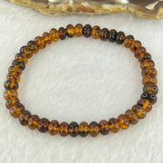 Natural Dark Brownish Yellow Medicine Amber Beads Bracelet 天然抚顺药珀手链 4.39g 15.5cm 6.8mm 44 Beads - Huangs Jadeite and Jewelry Pte Ltd