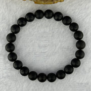 Natural Dark Matt Black Amber Beads Bracelet 天然大黑天翁琥珀手链 7.00g 15cm 8.4mm 22 Beads - Huangs Jadeite and Jewelry Pte Ltd