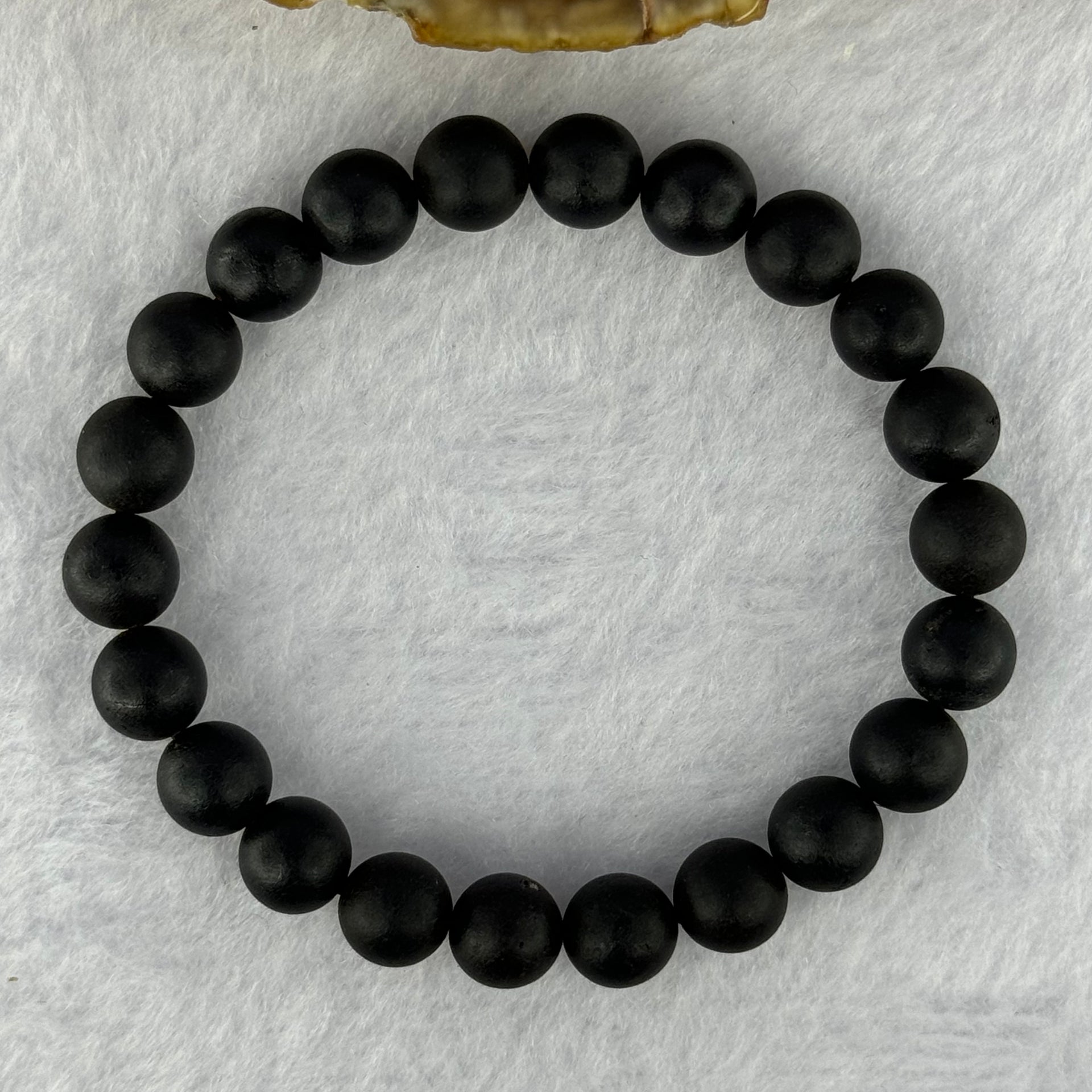 Natural Dark Matt Black Amber Beads Bracelet 天然大黑天翁琥珀手链 7.00g 15cm 8.4mm 22 Beads - Huangs Jadeite and Jewelry Pte Ltd
