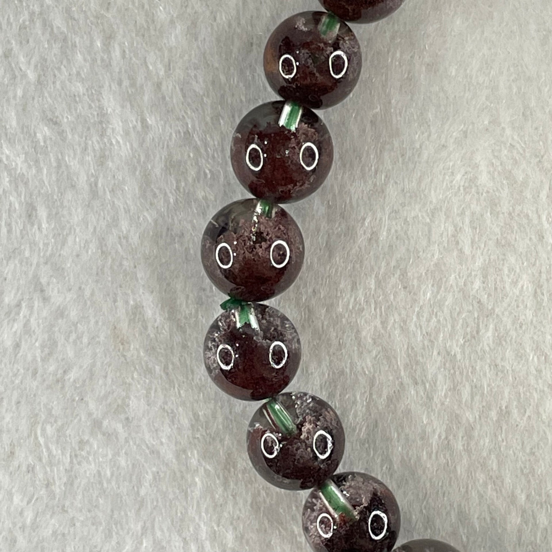 Good Grade Natural Red Phantom Quartz Beads Bracelet 19.21g 15.5cm 8.8mm 22 Beads - Huangs Jadeite and Jewelry Pte Ltd
