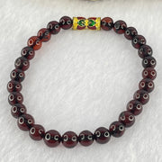 Natural Blood Red Amber Beads Bracelet 5.48g 15.5cm 6.5mm 28 Beads - Huangs Jadeite and Jewelry Pte Ltd