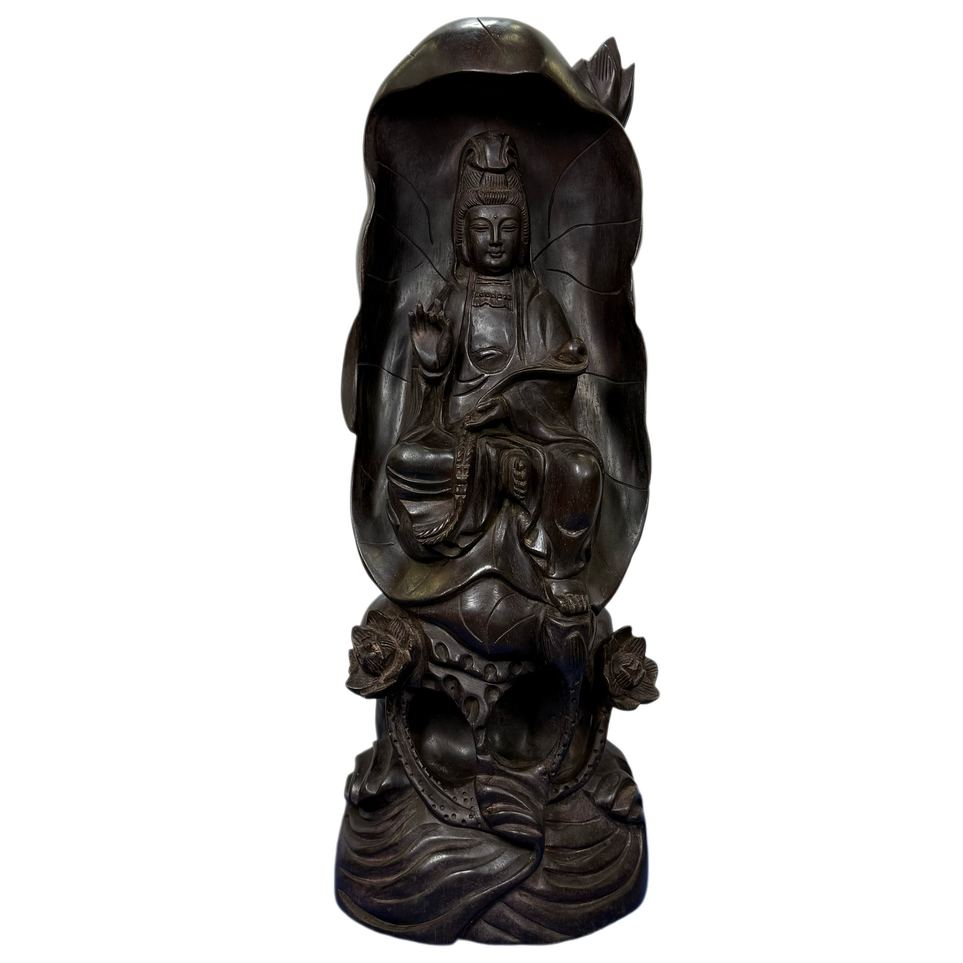 Natural Zitan Wood Guan Yin Display 5,331.6g 183.0 by 120.0 by 488.0mm - Huangs Jadeite and Jewelry Pte Ltd