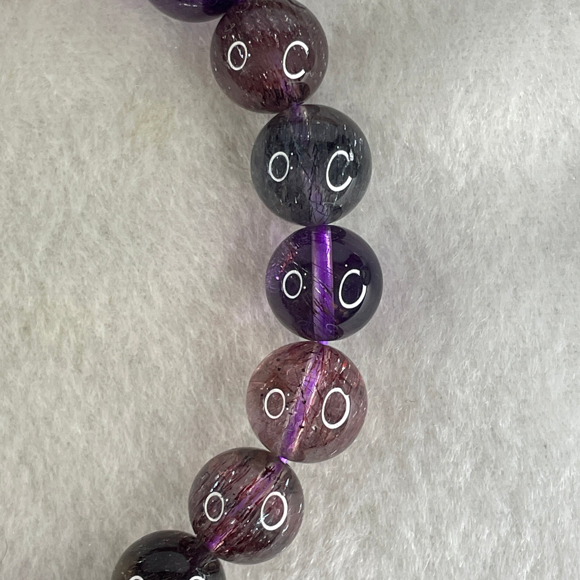 Good Grade Natural Super 7 Beads Bracelet 32.33g 10.9mm 16.5cm 19Beads - Huangs Jadeite and Jewelry Pte Ltd