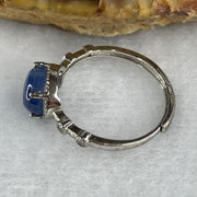 Natural Blue Kyanite Bead in S925 Sliver Adjustable Ring 1.86g 7.9 by 5.9 by 3.5mm - Huangs Jadeite and Jewelry Pte Ltd