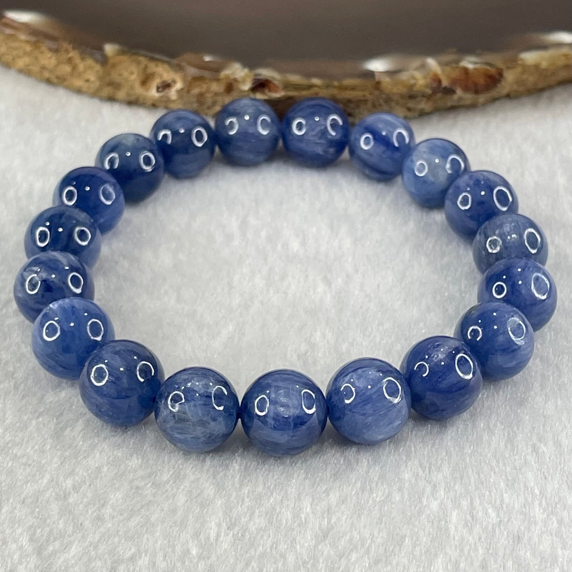 Natural Blue Kyanite Beads Bracelet 39.93g 16.5cm 10.8mm 19 Beads - Huangs Jadeite and Jewelry Pte Ltd