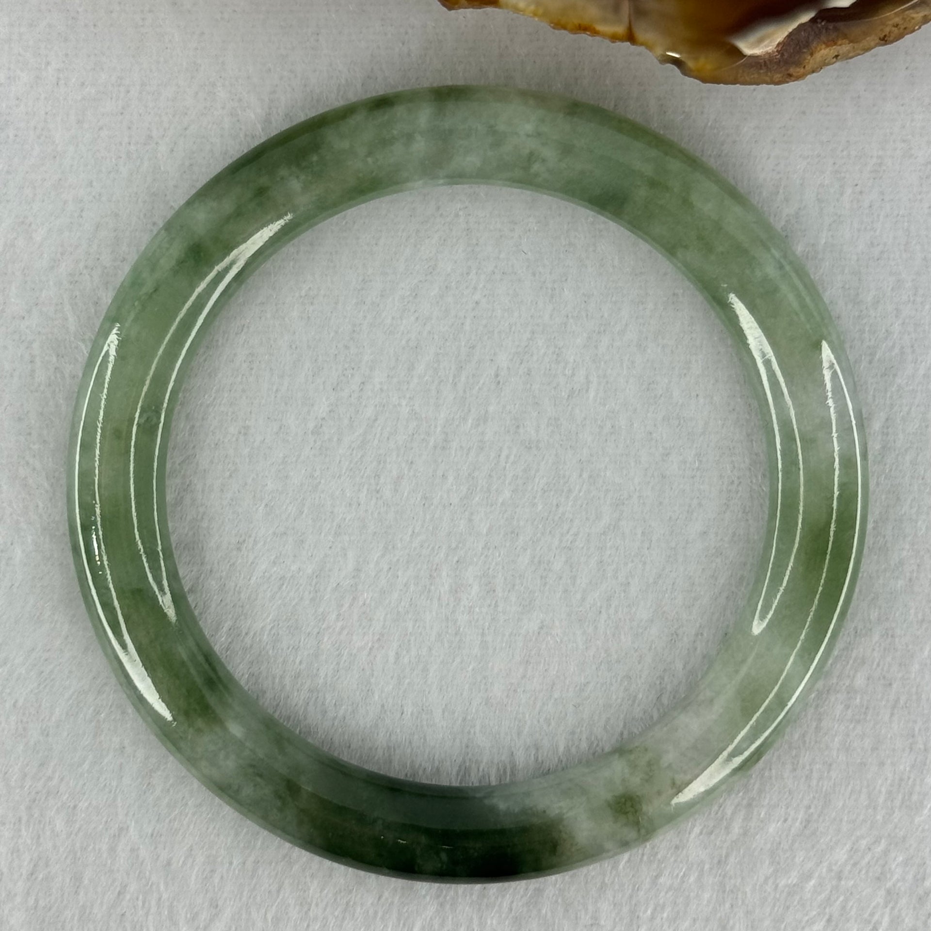 Type A Green with Dark Green  Piao Hua Jadeite Bangle Internal Diameter 51.0mm 25.68g 6.3 by 8.2mm (Slight Internal Line) - Huangs Jadeite and Jewelry Pte Ltd