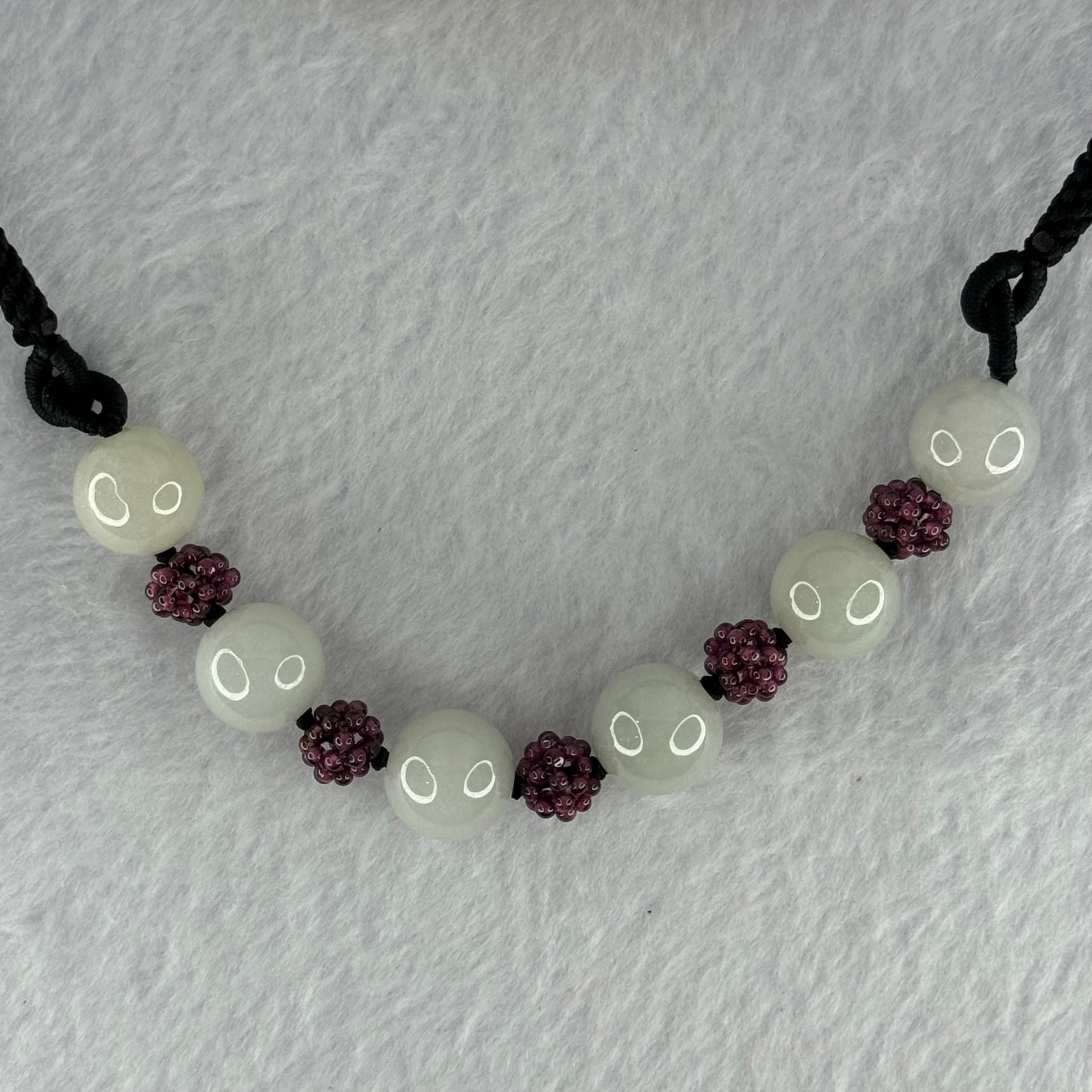 Type A Light Lavender Jadeite Beads Necklace 32.07g 13.3mm by 6 Beads - Huangs Jadeite and Jewelry Pte Ltd