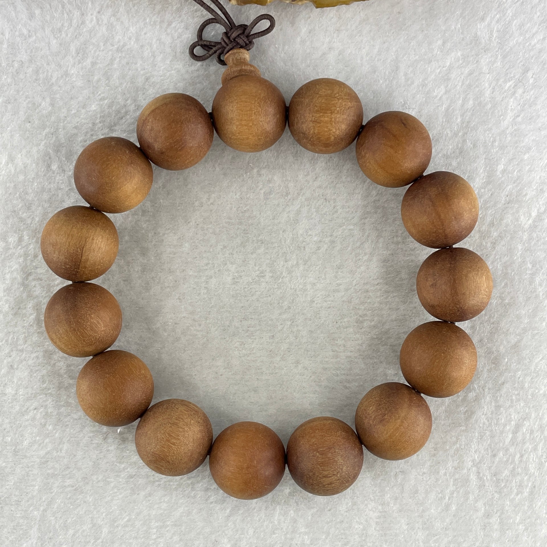 Certified Natural Sandalwood Beads Bracelet 30.16g 18cm 15.1mm 15Beads - Huangs Jadeite and Jewelry Pte Ltd