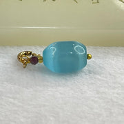 Blue Cat's Eye Glass Charm Pendent 2.31g 13.7 by 9.7mm - Huangs Jadeite and Jewelry Pte Ltd