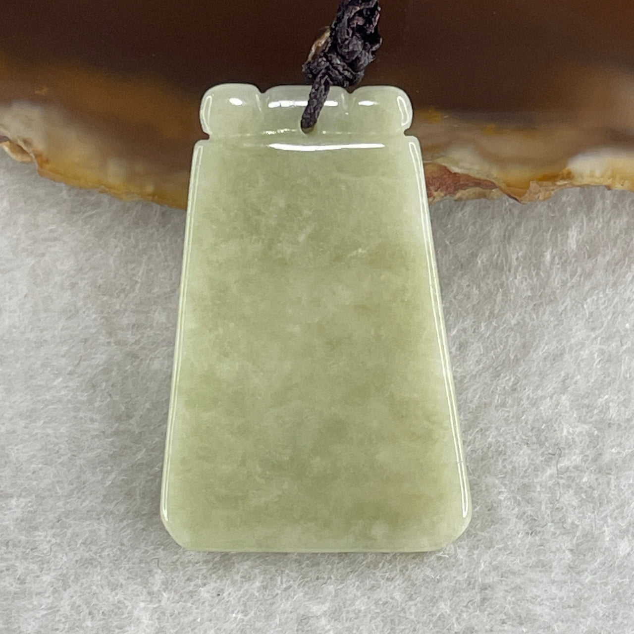 Natural Type A Green Jadeite Wu Shi Pai Pendant 7.58g 34.2 by 22.9 by 3.3mm - Huangs Jadeite and Jewelry Pte Ltd