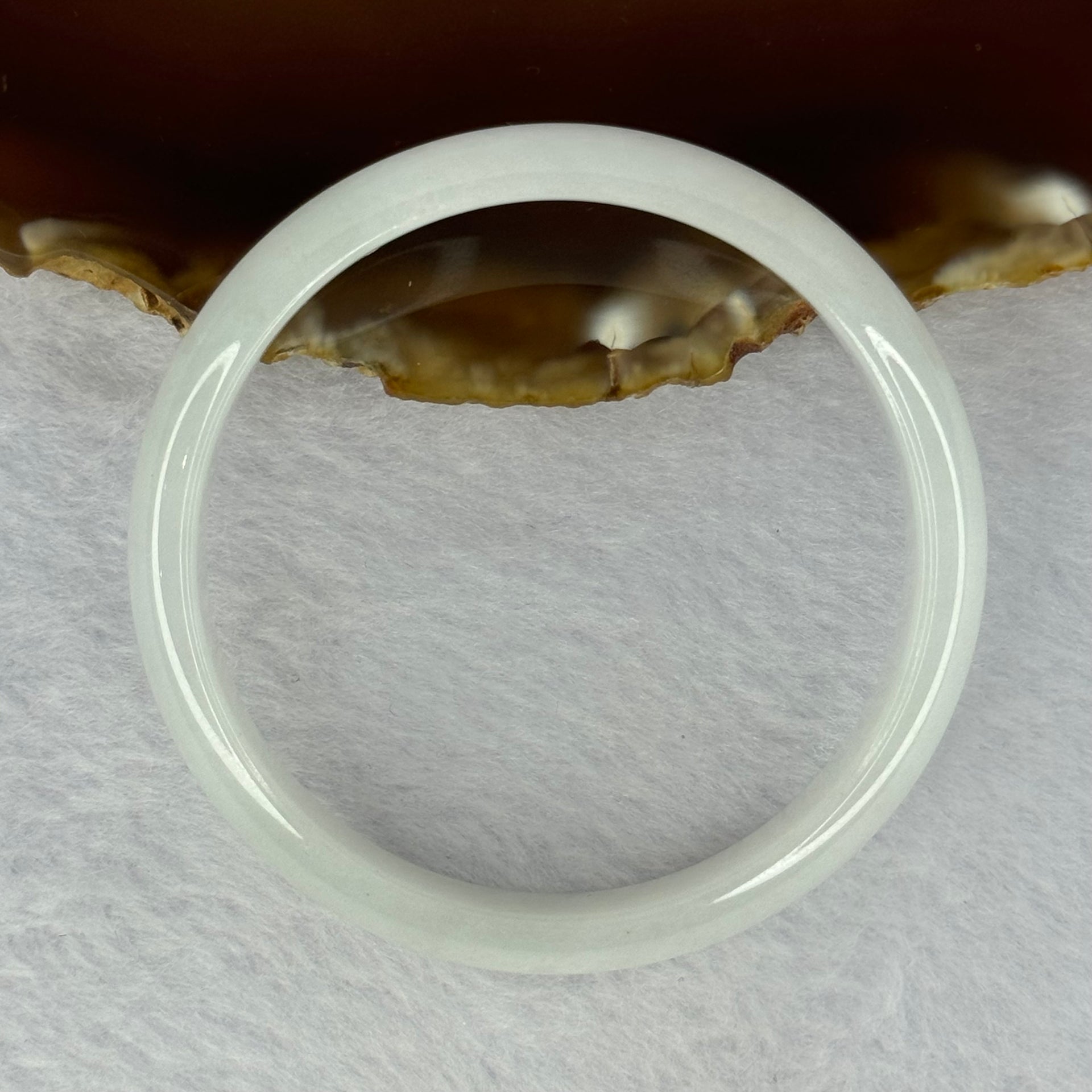 Type A Light Lavender Green to White Jadeite Bangle 25.04g Internal Diameter 49.9mm 10.4 by 5.4mm (Very Slight Internal Line) - Huangs Jadeite and Jewelry Pte Ltd