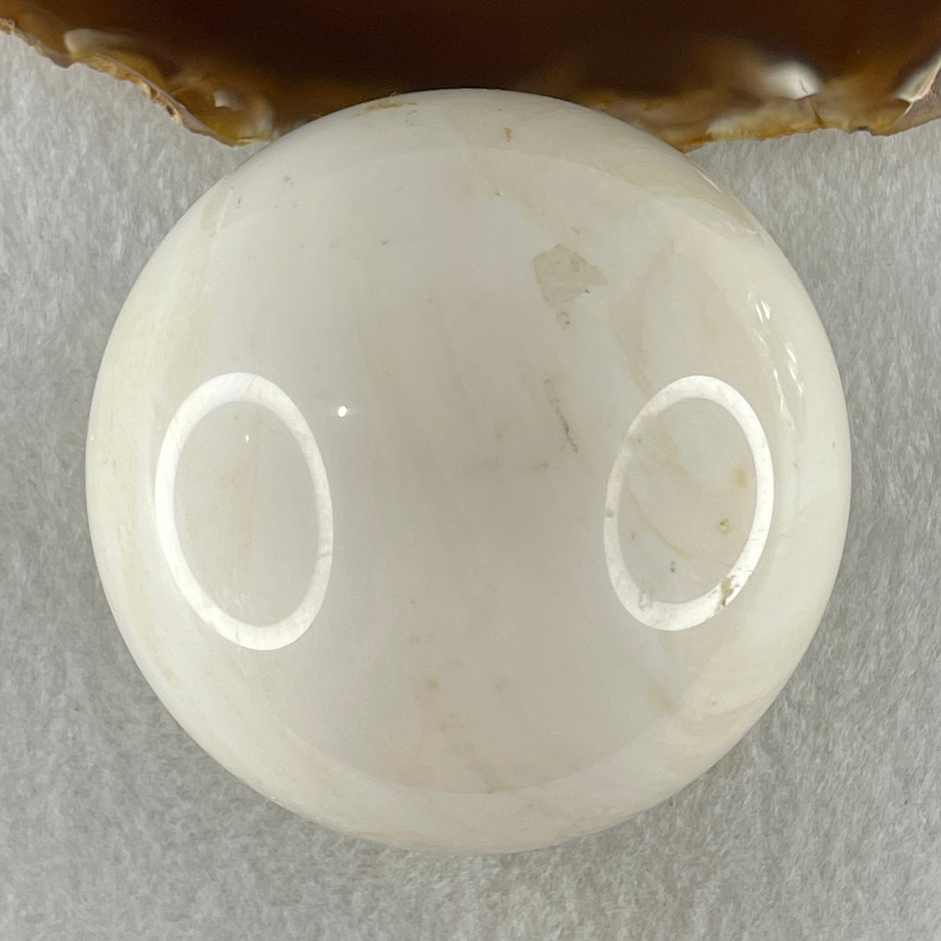 Natural White with Yellow Calcite Sphere Ball with Acrylic Display 578.5g 71.4 by 86.5mm - Huangs Jadeite and Jewelry Pte Ltd