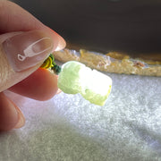 Natural Type A Semi-Icy Green with Brownish Jadeite Pixiu with Ruyi Charm | Wealth Beast & Wish Fulfillment Talisman (4.39g | 21.4 x 12.5 x 7.9mm) - Huangs Jadeite and Jewelry Pte Ltd