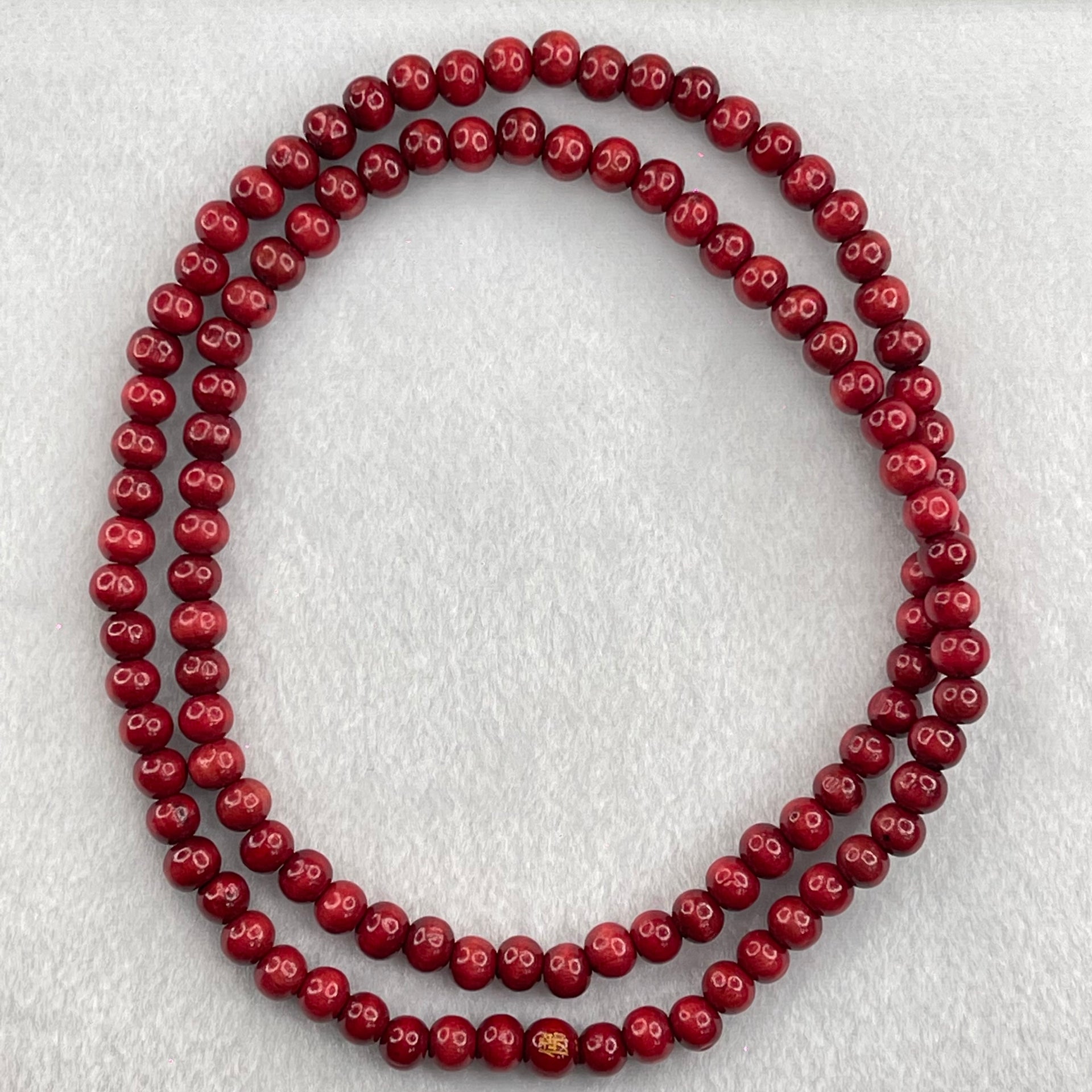 Red Wood Beads Necklace 17.72g 7.9mm 112 Beads - Huangs Jadeite and Jewelry Pte Ltd